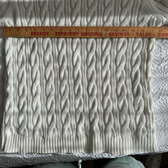Lands’ End Drifter White Cable Knit Sweater Youth L (14–16) - Picture 11 of 16